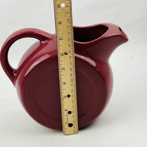 H.F. Coors Maroon Disc Pitcher #192 Coorsware Pottery Ice Lip Mid Century - Picture 9 of 11
